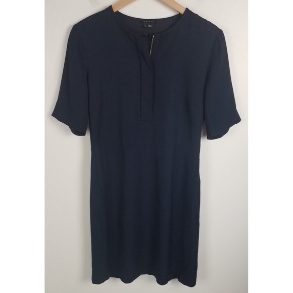 Theory Dresses & Skirts - Theory Women's Sz. 10 Navy Blue Short Sleeve 1/4 Zip Sheath Dress